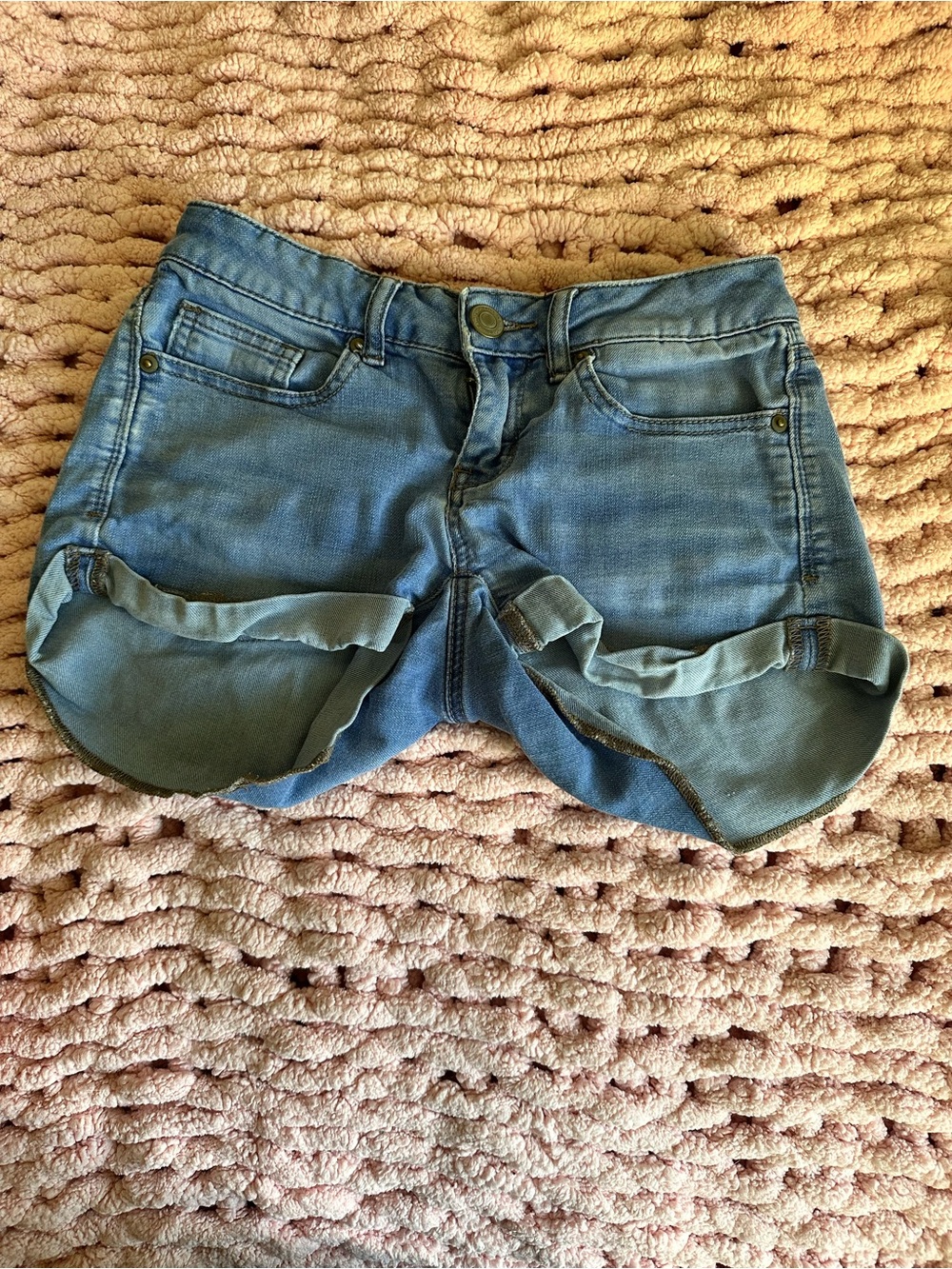 Blue Women's Denim Roll-Cuff Shorts